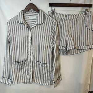 LAKE Women's Striped Pajama Set - Navy + White